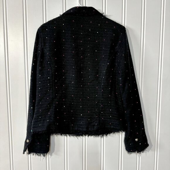 VTG SILKLAND Blazer Women Size XL Knit Lined Speckled 70% Silk Navy Blue Button - Picture 6 of 6